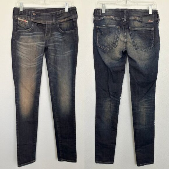 Diesel Women's Culturebelt Jeans Indigo Faded Wash Button Fly Logo Women's 27x32 - Picture 1 of 11